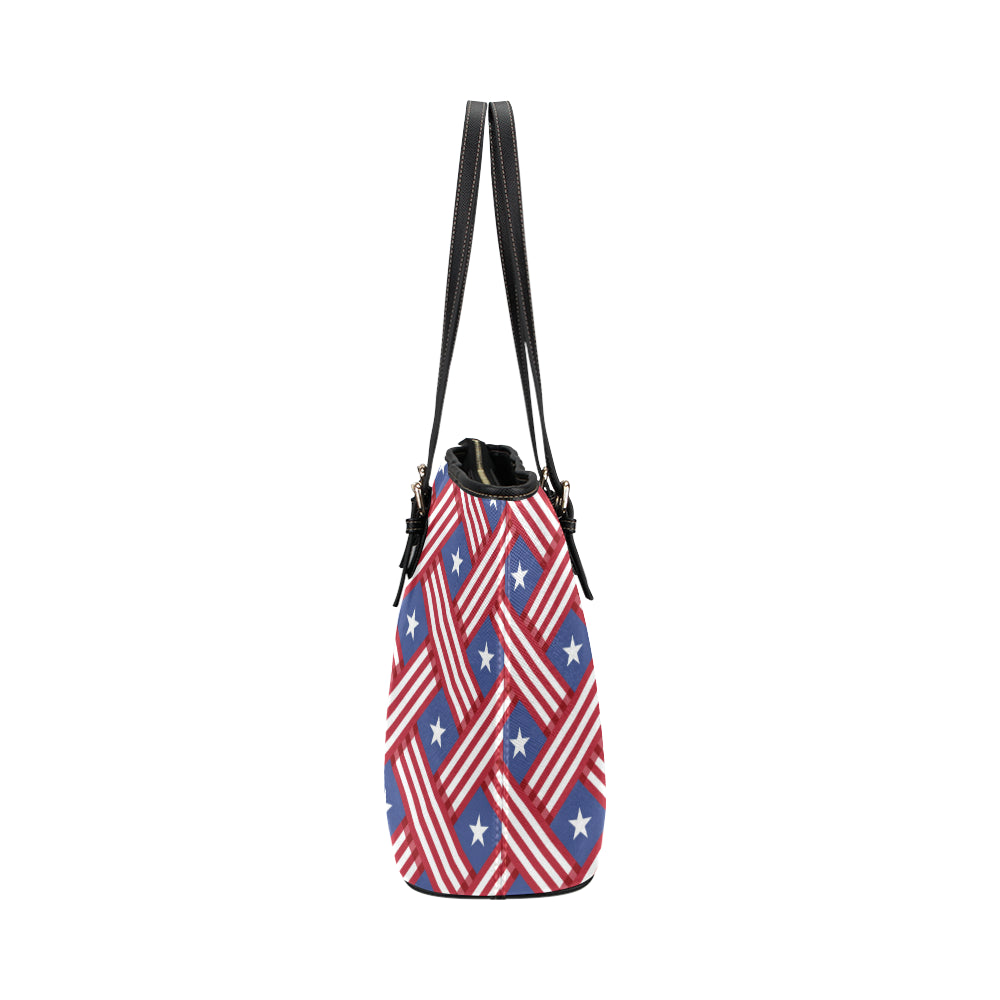 American flag Pattern Leather Tote Bag