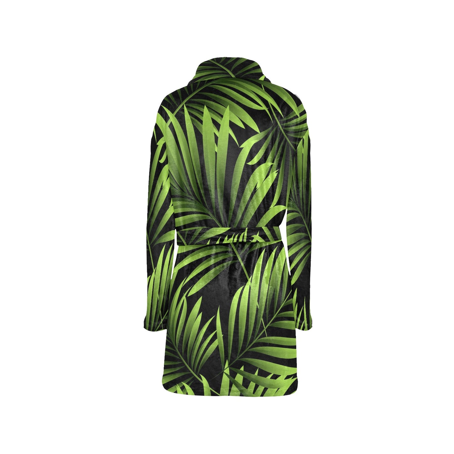 Green Neon Tropical Palm Leaves Women's Fleece Robe