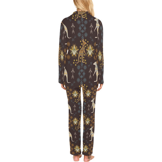 Kangaroos Pattern Print Design 03 Women's Long Pajama Set