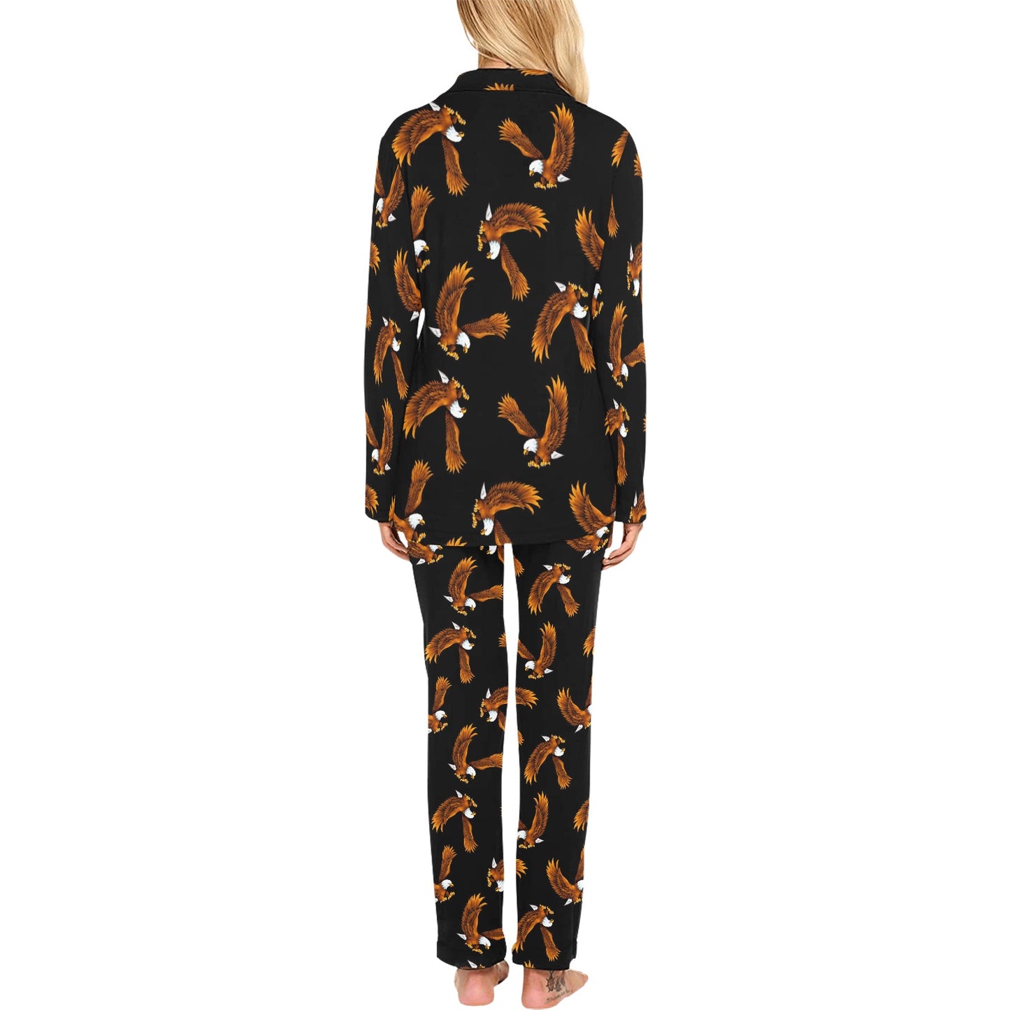Eagles Print Pattern Women's Long Pajama Set