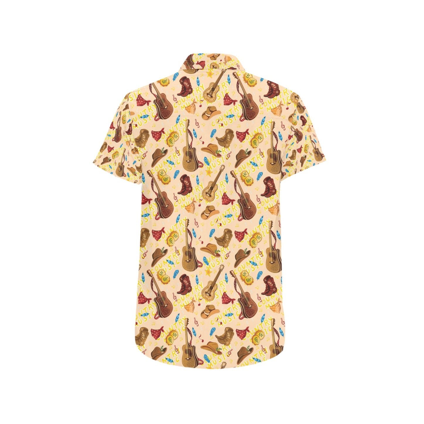 Western Lifestyle Print Design LKS303 Men Short Sleeve Button Up Shirt