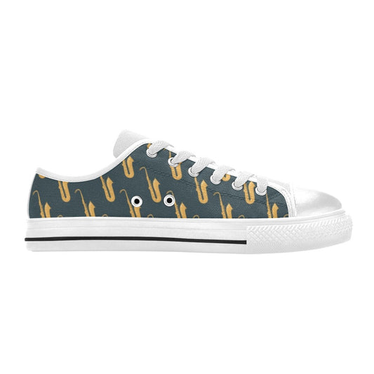 Saxophone Print Design LKS401 Women's White Low Top Shoes