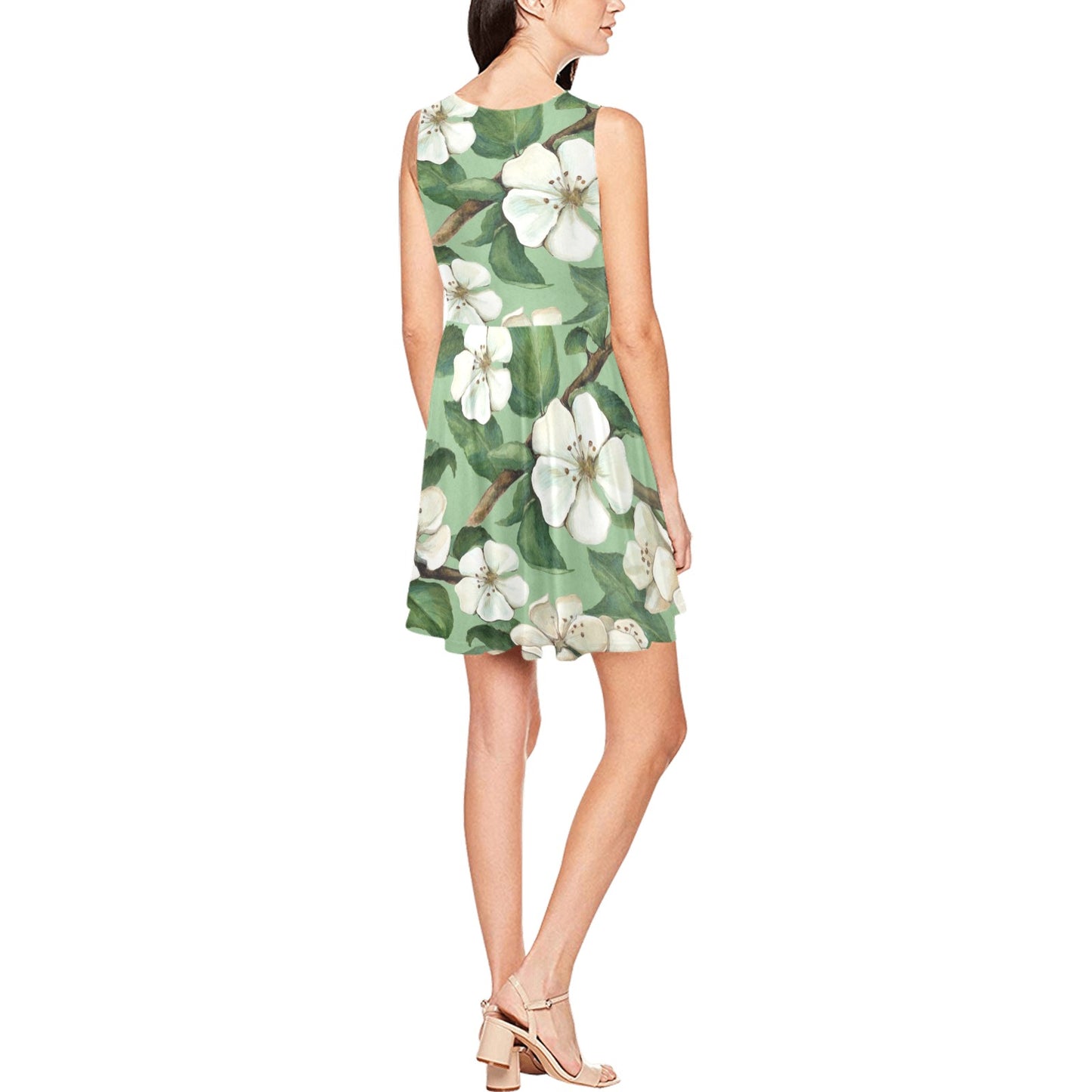 Apple blossom Pattern Print Design AB02 Sleeveless Dress