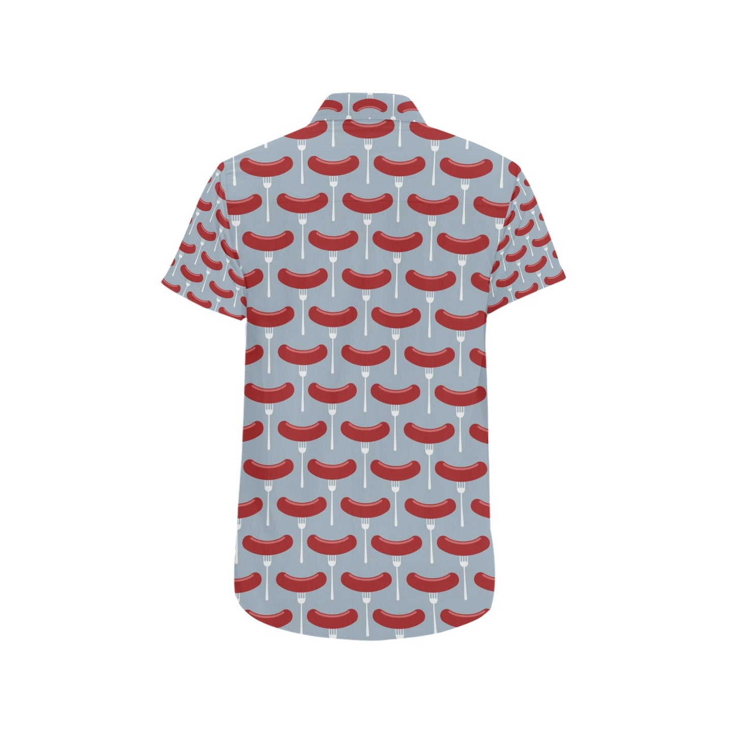 Sausage Print Design LKS301 Men Short Sleeve Button Up Shirt