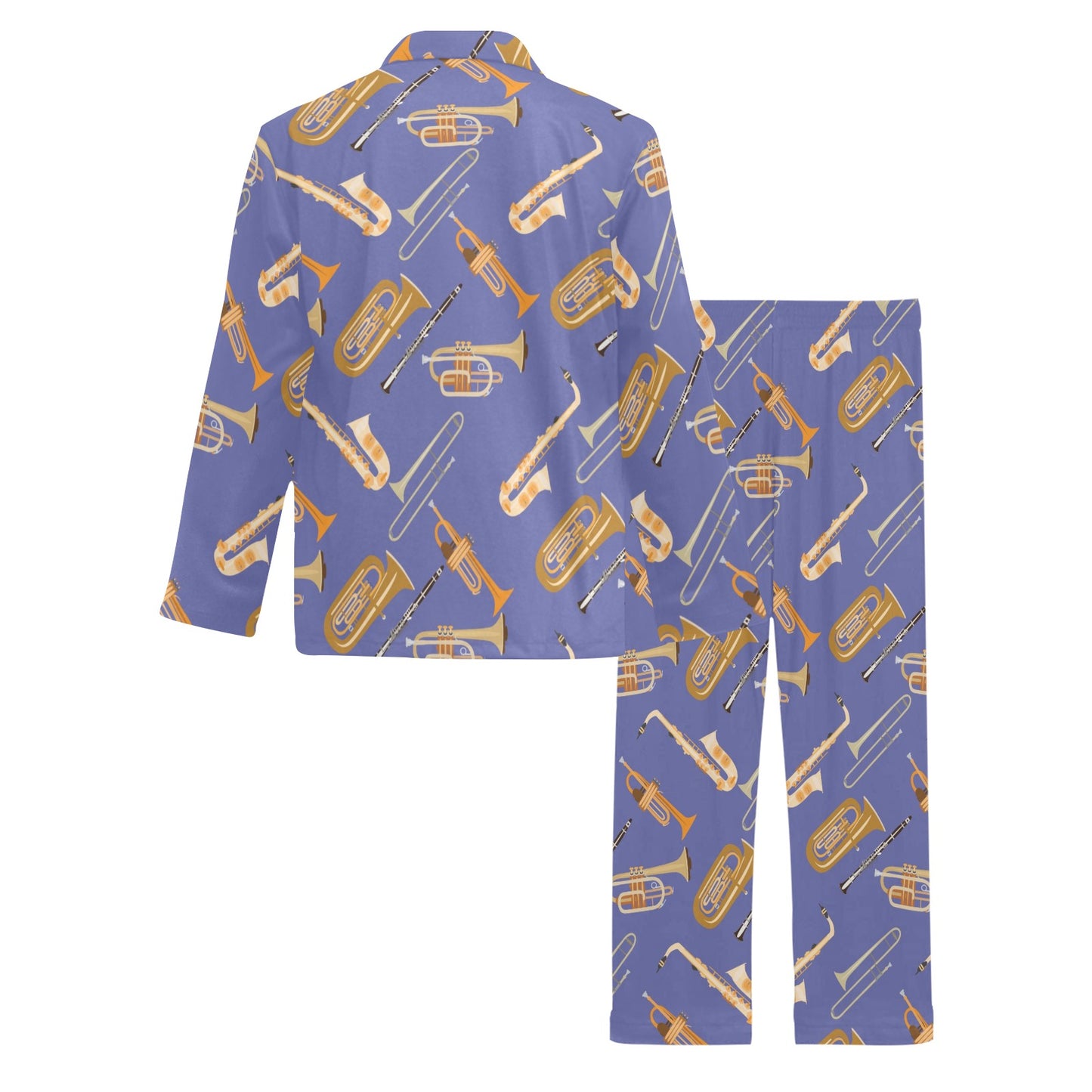 Trombone Pattern Print Design 02 Men's Long Pajama Set