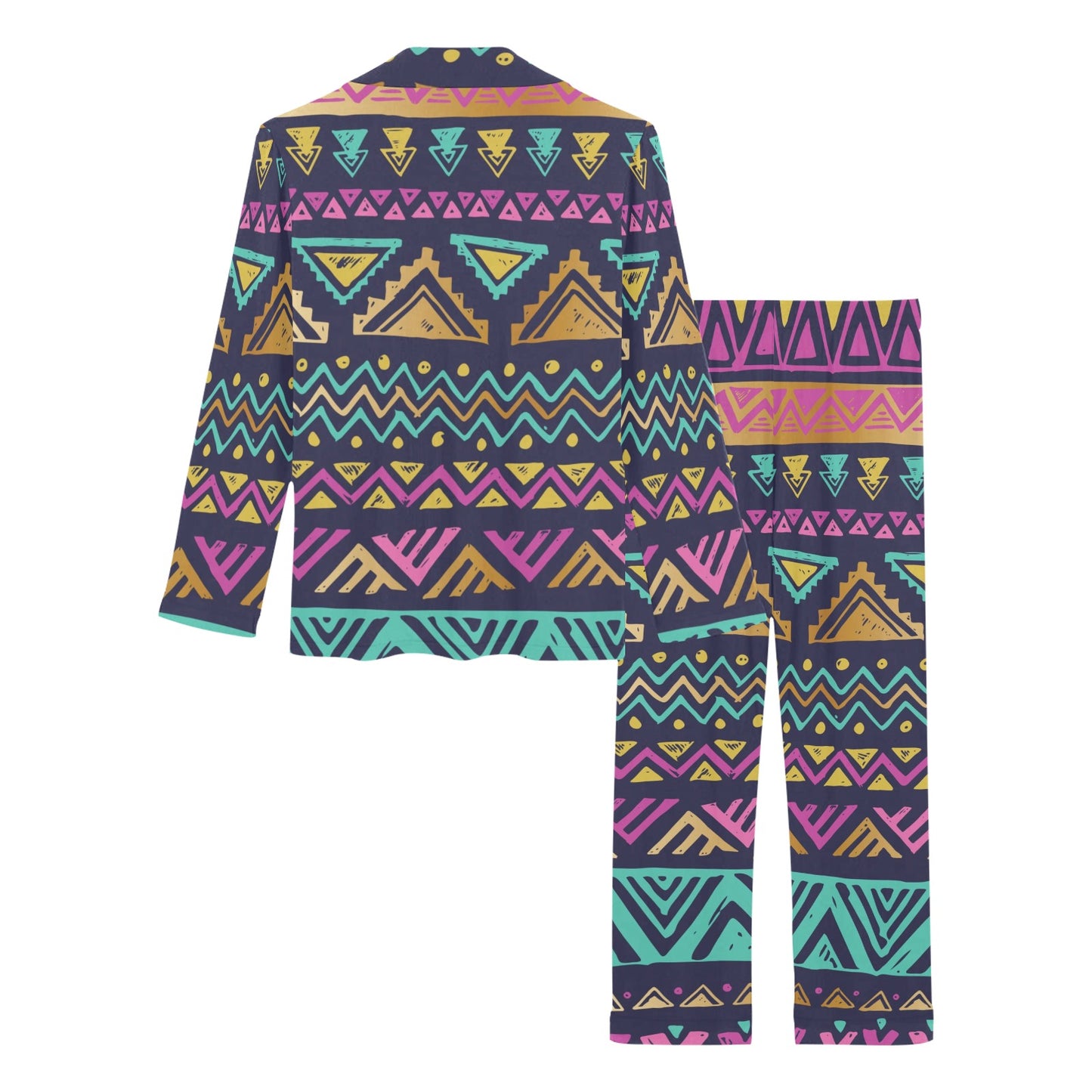 Multicolor Tribal aztec Women's Long Pajama Set