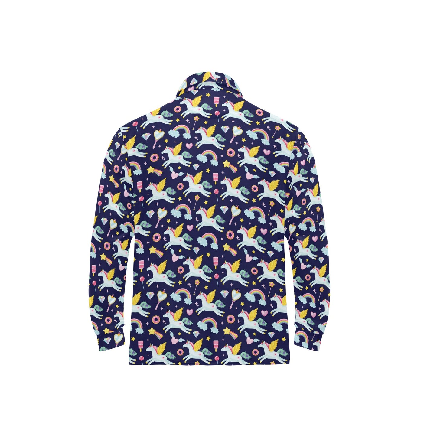 Pegasus Pattern Print Design 05 Long Sleeve Polo Shirt For Men's