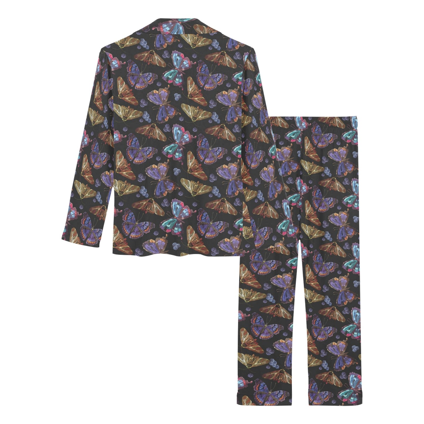 Butterfly Pattern Print Design 013 Women's Long Pajama Set