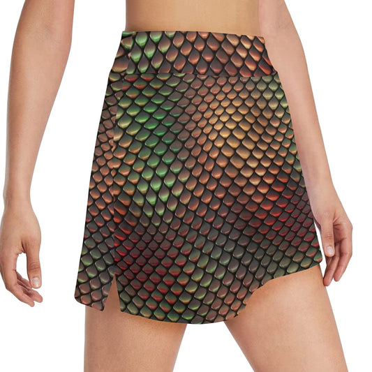 Snake Skin Colorful Print 17" Golf & Pickleball Skort with Pockets