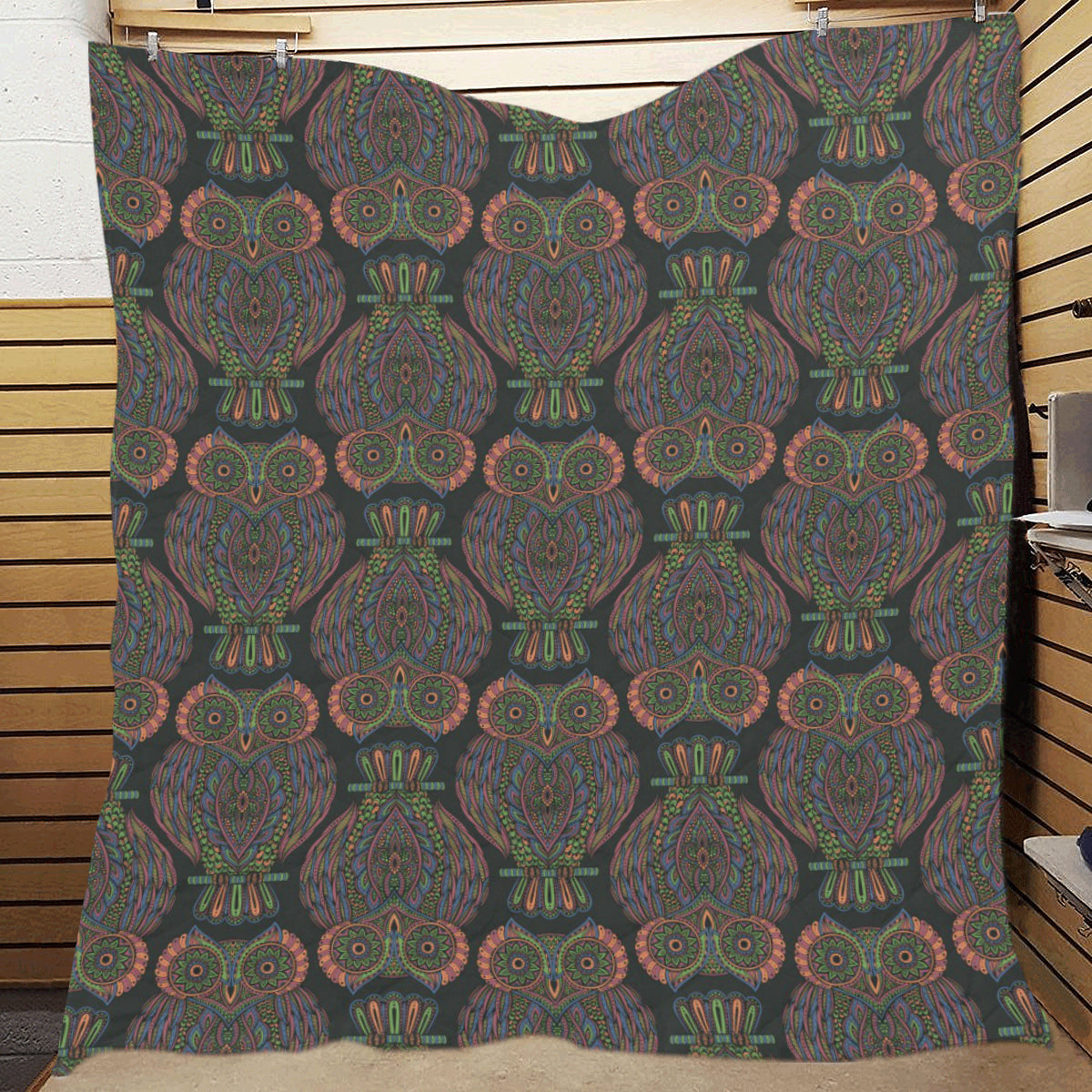Owl Pattern Print Design A05 Premium Quilt