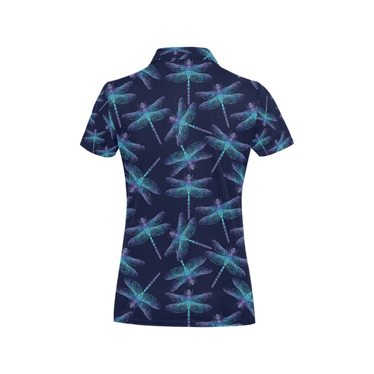 Dragonfly Hand Drawn Style Print Women's Polo Shirt