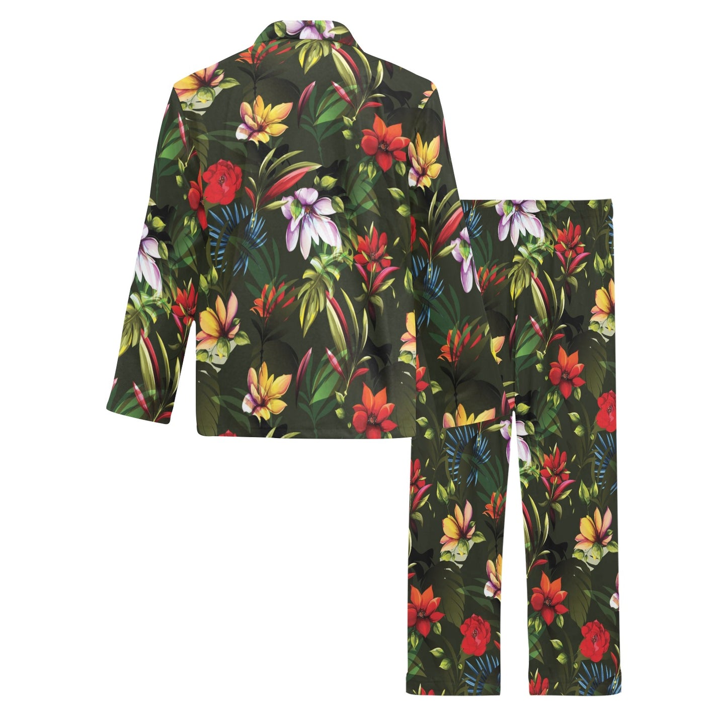 Magnolia Pattern Print Design 02 Men's Long Pajama Set