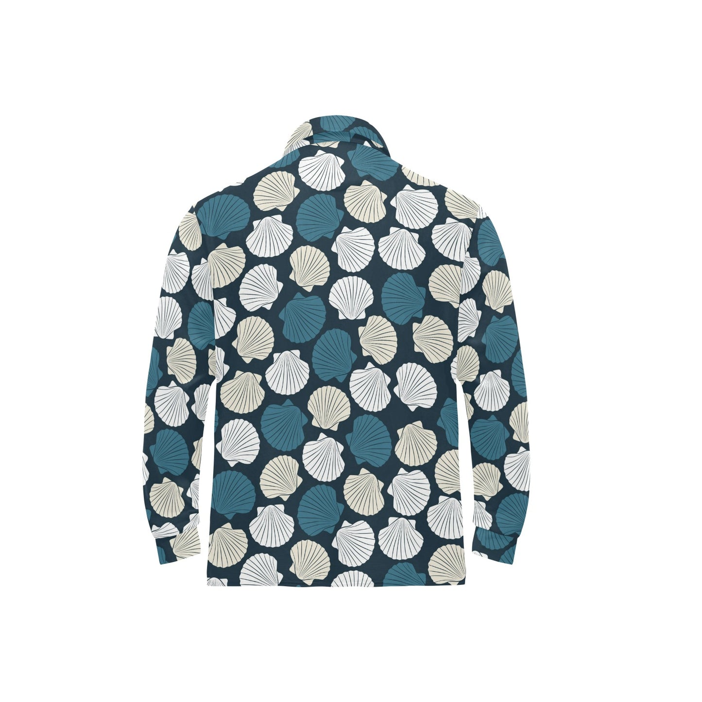 Seashell Print Design LKS3013 Long Sleeve Polo Shirt For Men's