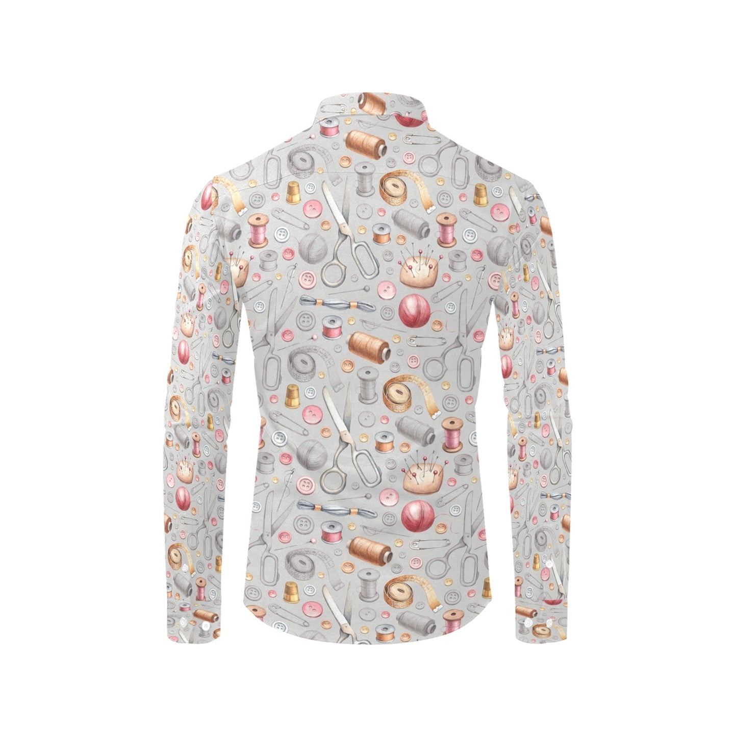 Sewing Equipment Print Design LKS302 Men's Long Sleeve Dress Shirt