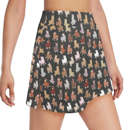 Alpaca Cute Design Themed Print 17" Golf & Pickleball Skort with Pockets
