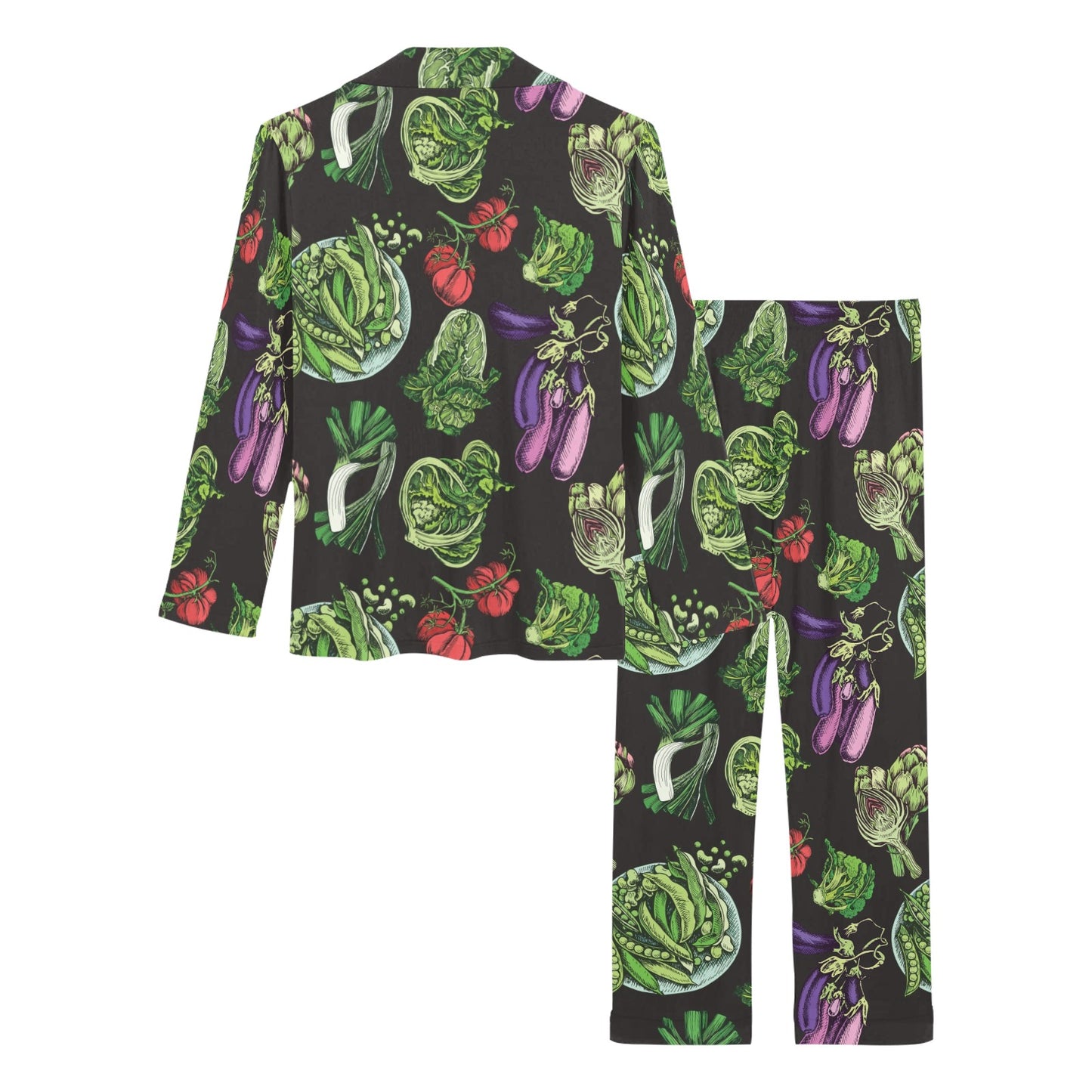 Lettuce Pattern Print Design 01 Women's Long Pajama Set