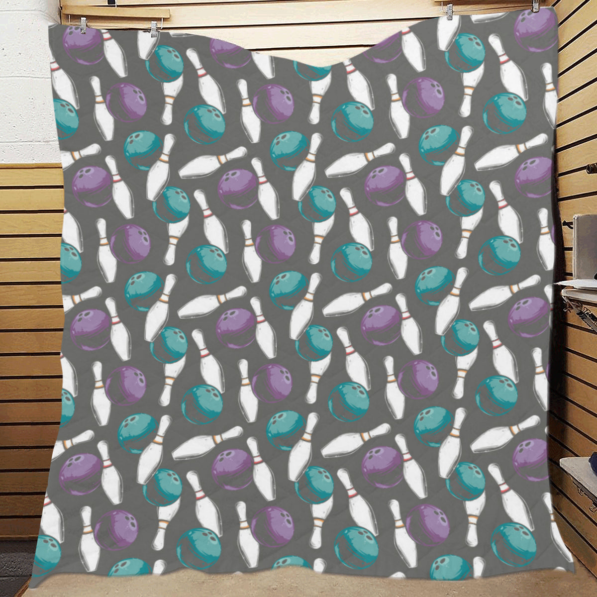 Bowling Pattern Print Design 03 Premium Quilt