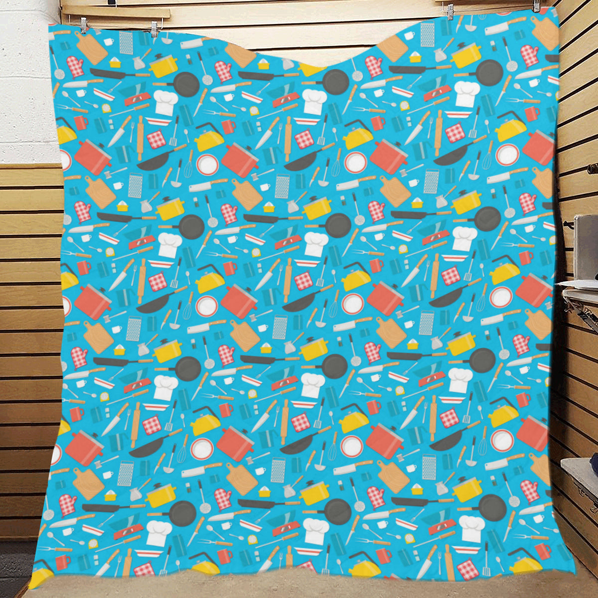 Cooking Kitchen Tools Pattern Print Design 03 Premium Quilt