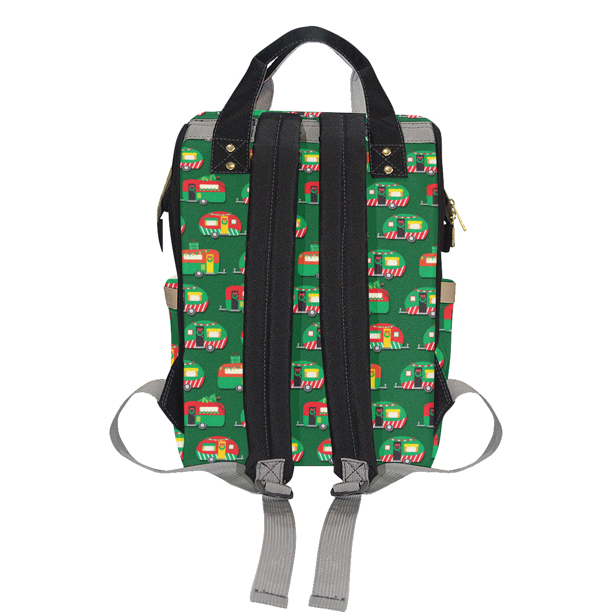 Camper Camping Christmas Themed Print Diaper Bag Backpack