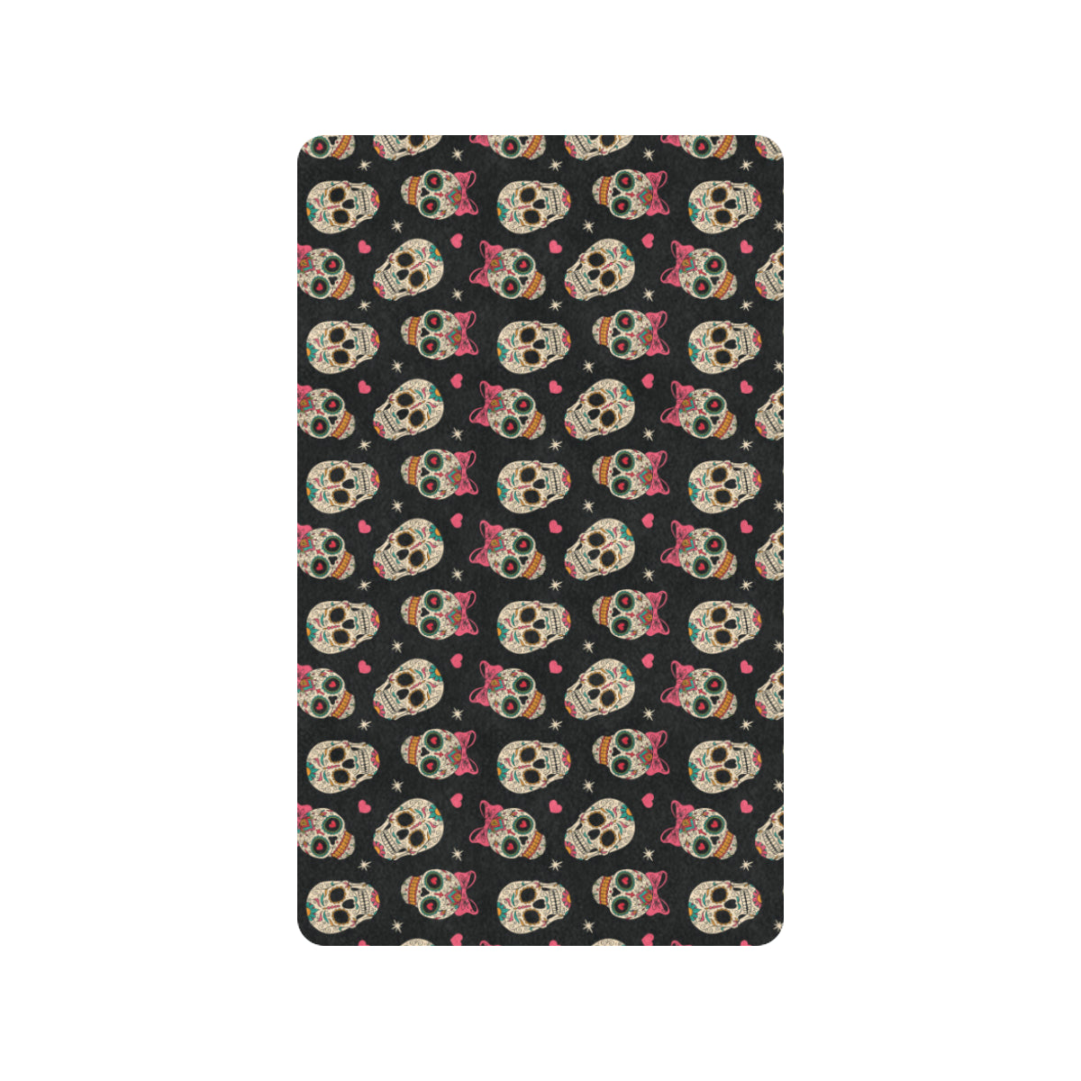 Sugar Skull Pink Bow Themed Print Rubber Doormat