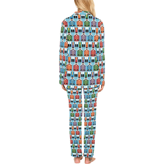 Nutcracker Pattern Print Design A02 Women's Long Pajama Set