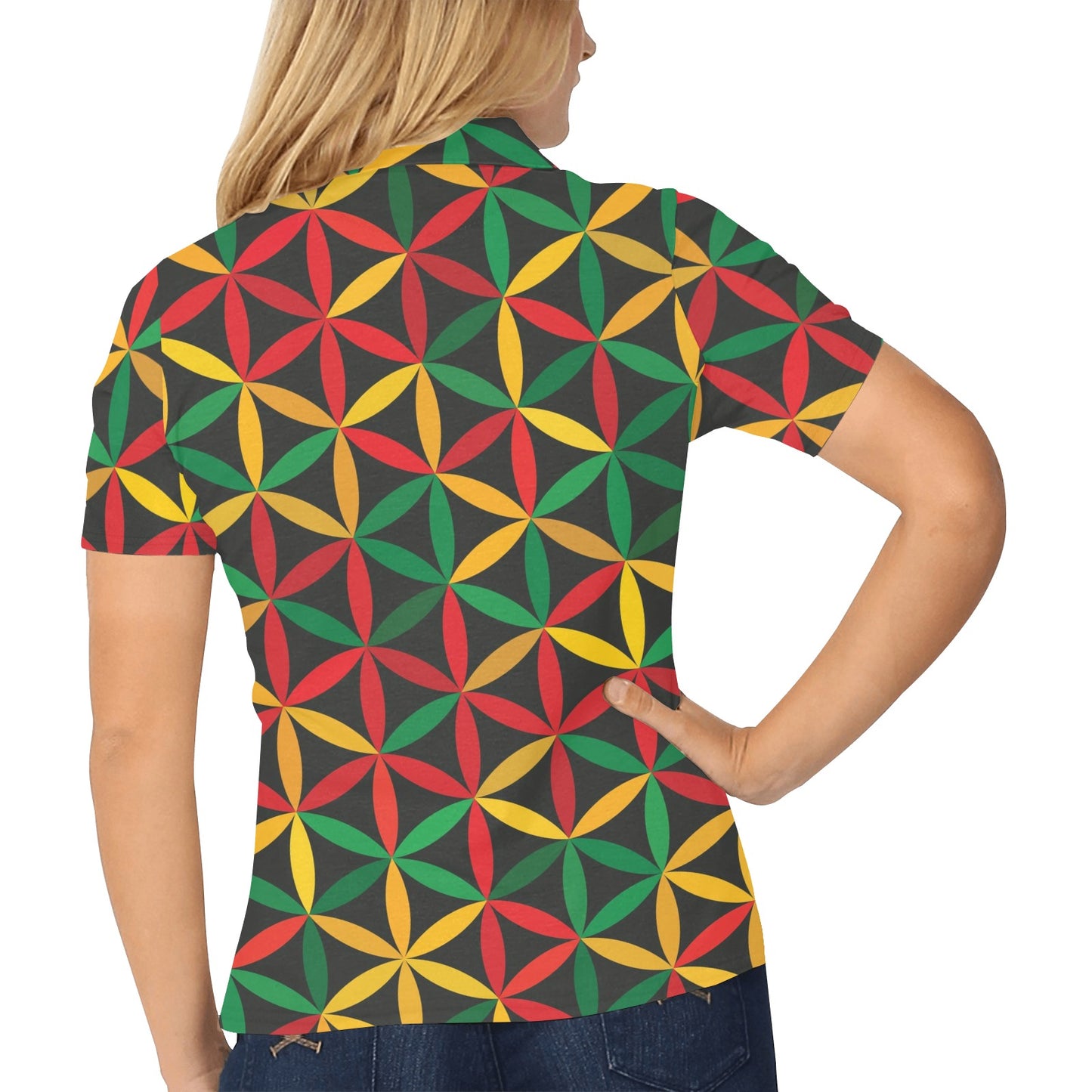 Rasta Pattern Print Design A04 Women's Polo Shirt