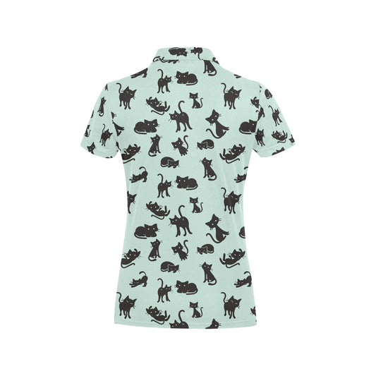 Black Cat Pattern Print Design 04 Women's Polo Shirt
