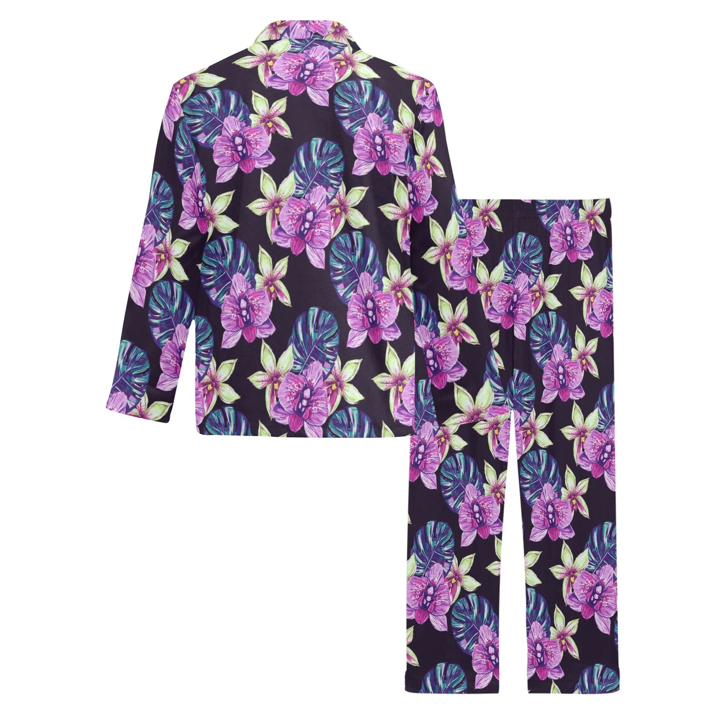 Orchid Pattern Print Design OR010 Men's Long Pajama Set