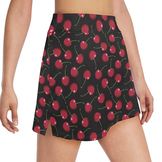 Cherry Black Background 17" Golf & Pickleball Skort with Pockets