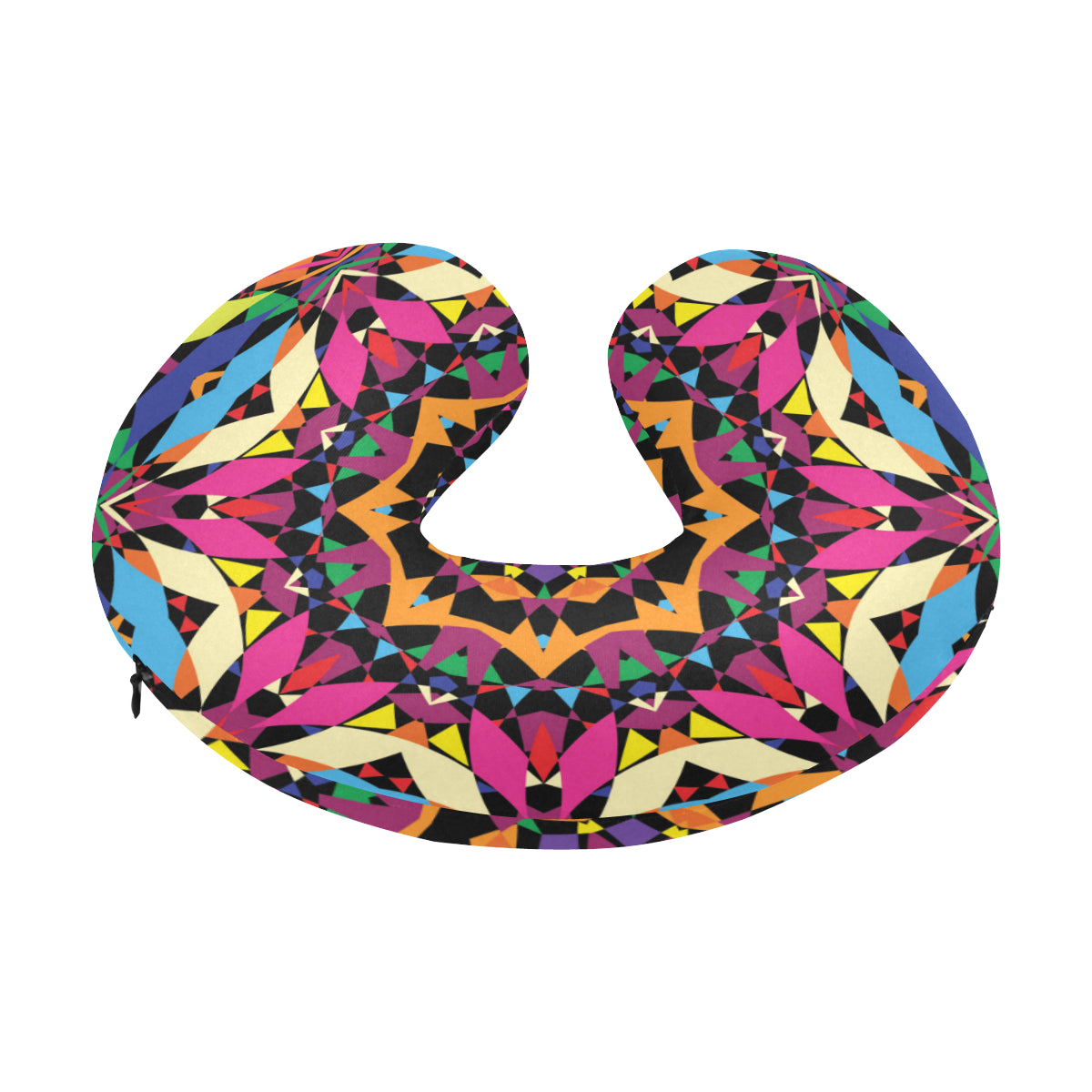 Kaleidoscope Pattern Print Design 02 U-Shaped Travel Neck Pillow
