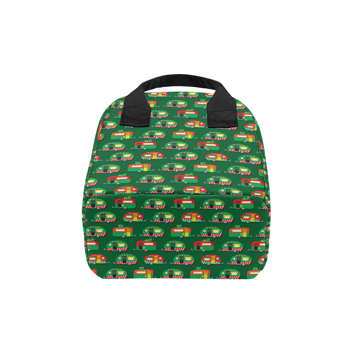 Camper Camping Christmas Themed Print Insulated Lunch Bag