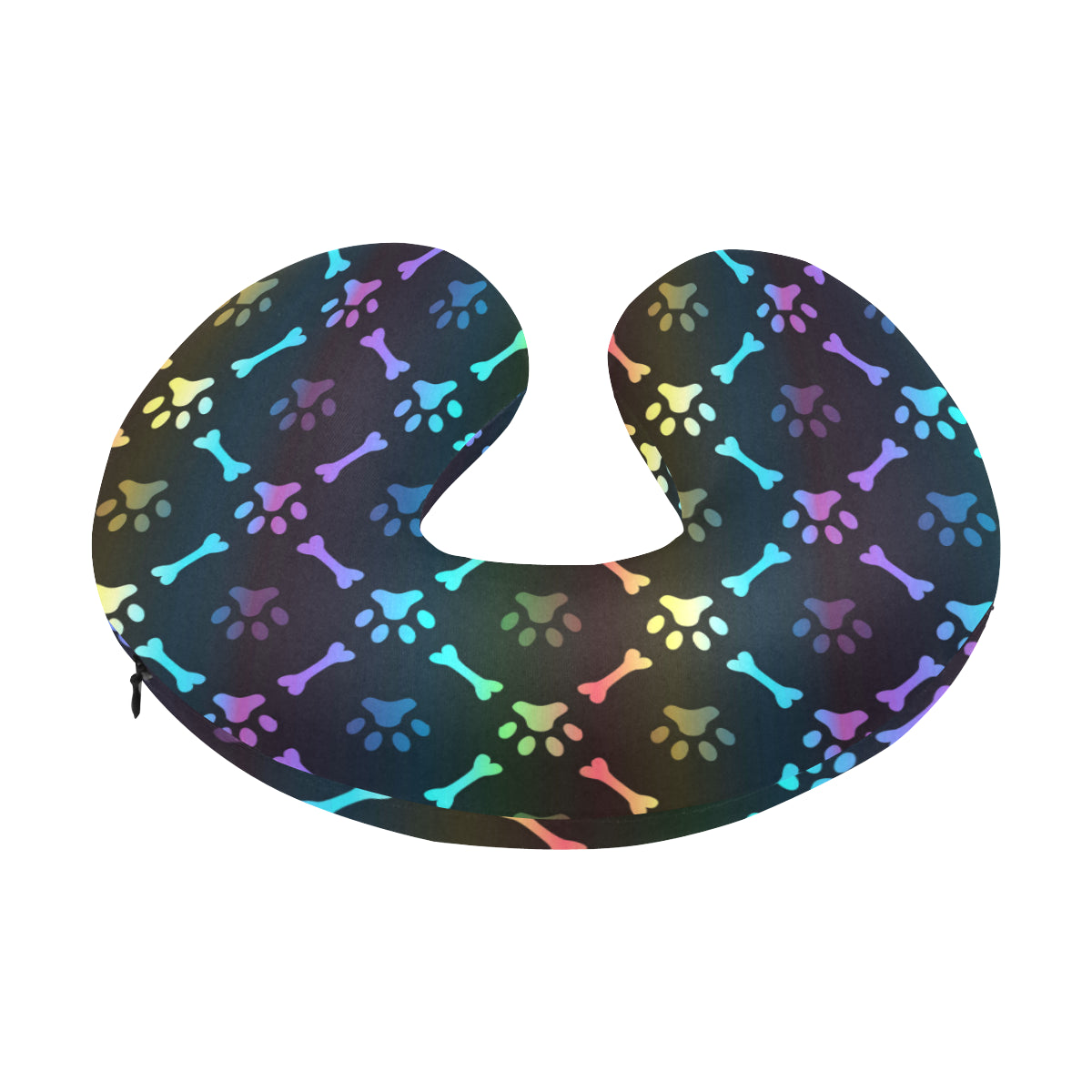 Paw Rainbow Pattern Print Design A01 U-Shaped Travel Neck Pillow