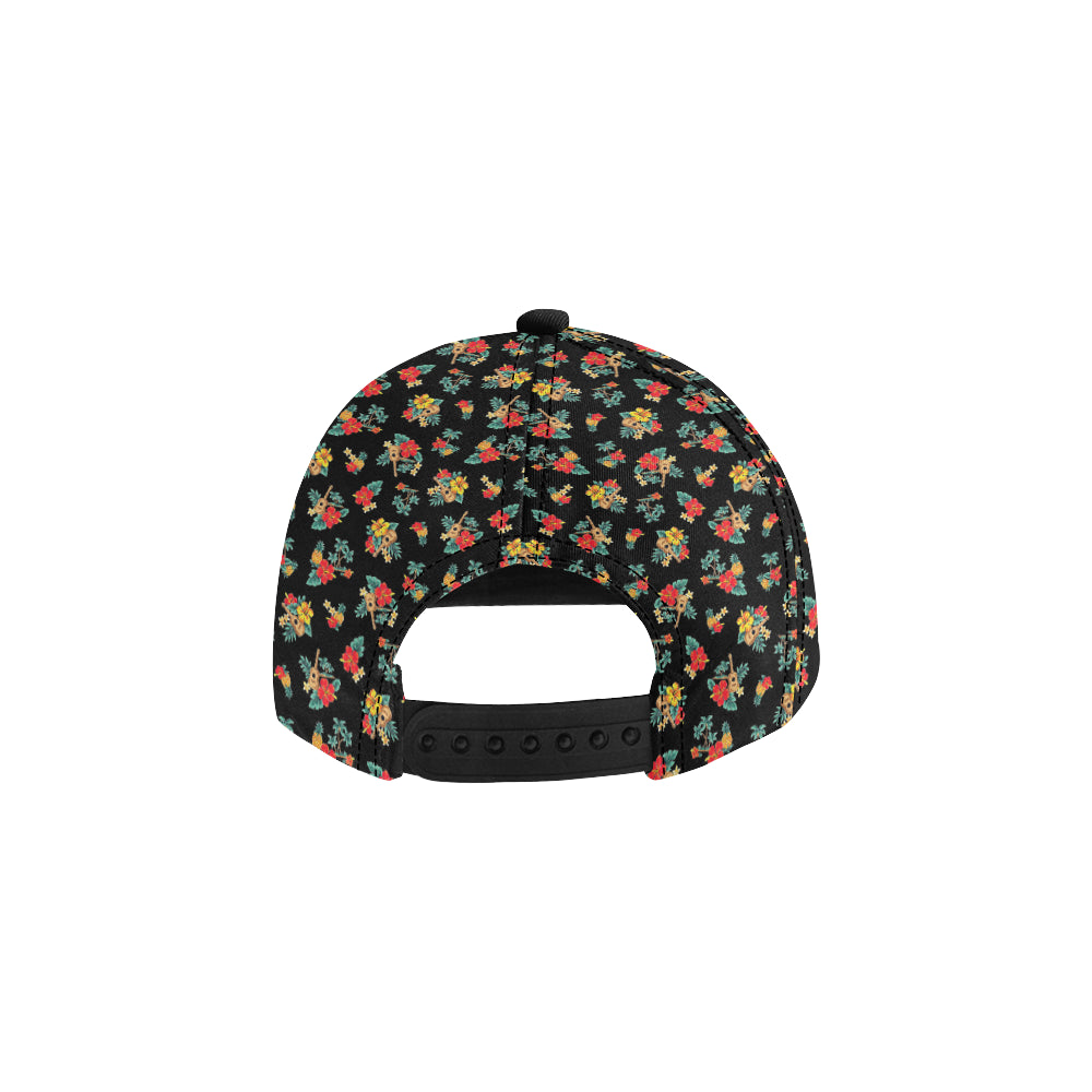 Hawaiian Flower Themed Print Snapback Cap