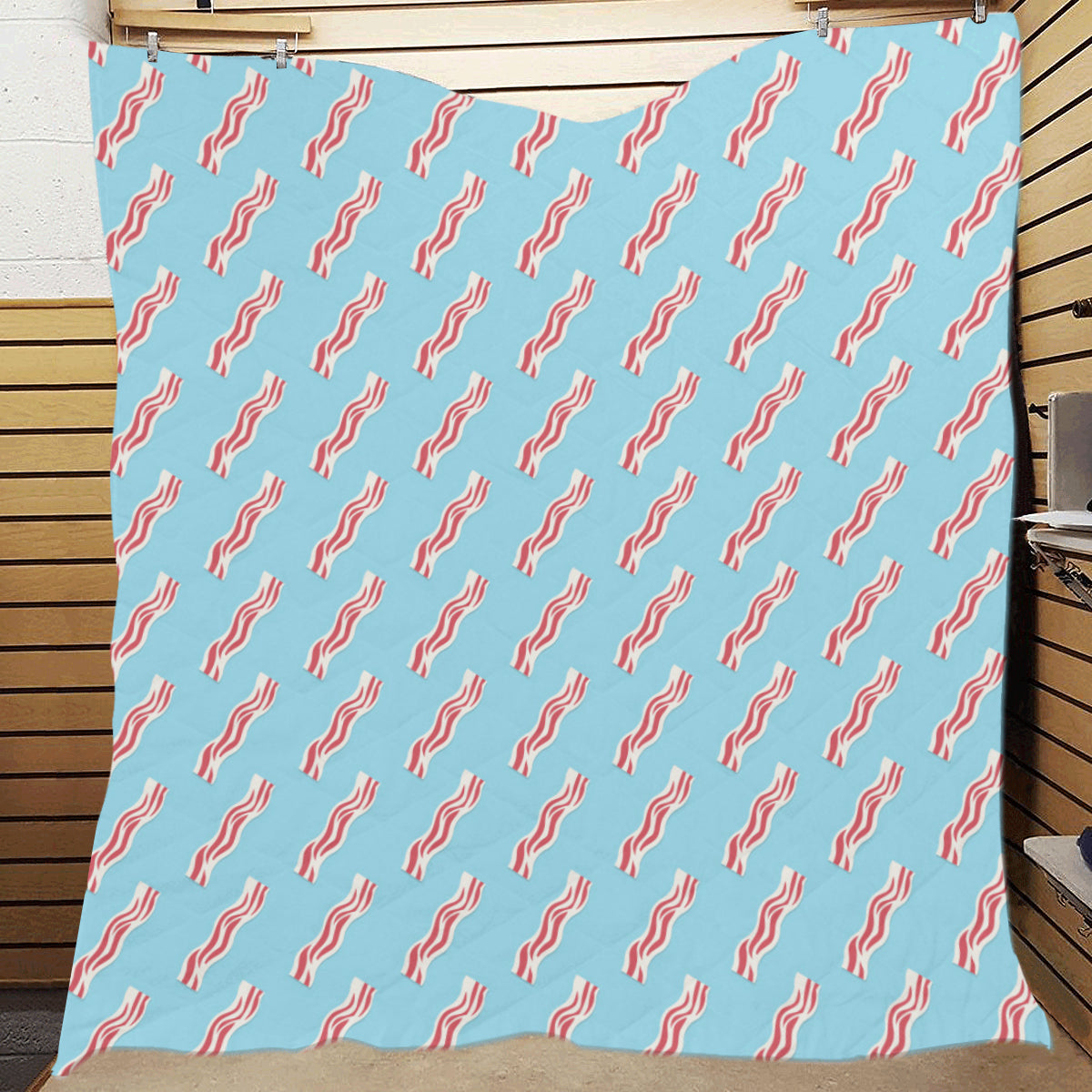 Bacon Pattern Print Design 03 Premium Quilt
