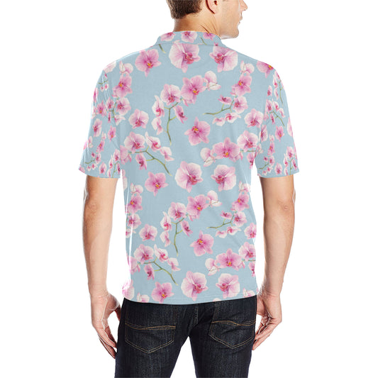 Orchid Pattern Print Design A01 Men Polo Shirt