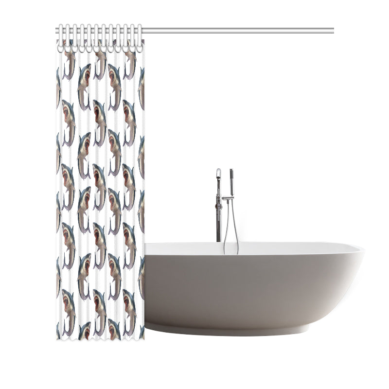 Great White Shark Pattern Print Design 03 Shower Curtain