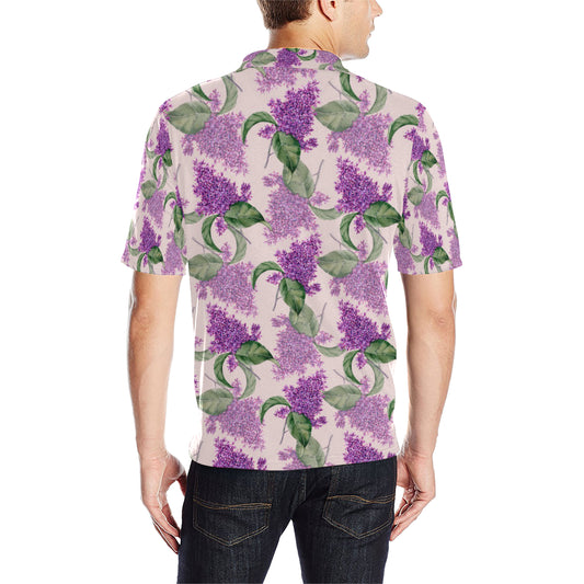 Lilac Pattern Print Design LI02 Men Polo Shirt