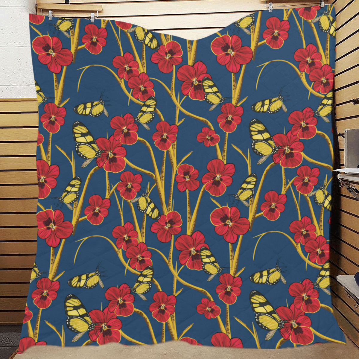 Pansy Pattern Print Design A01 Premium Quilt