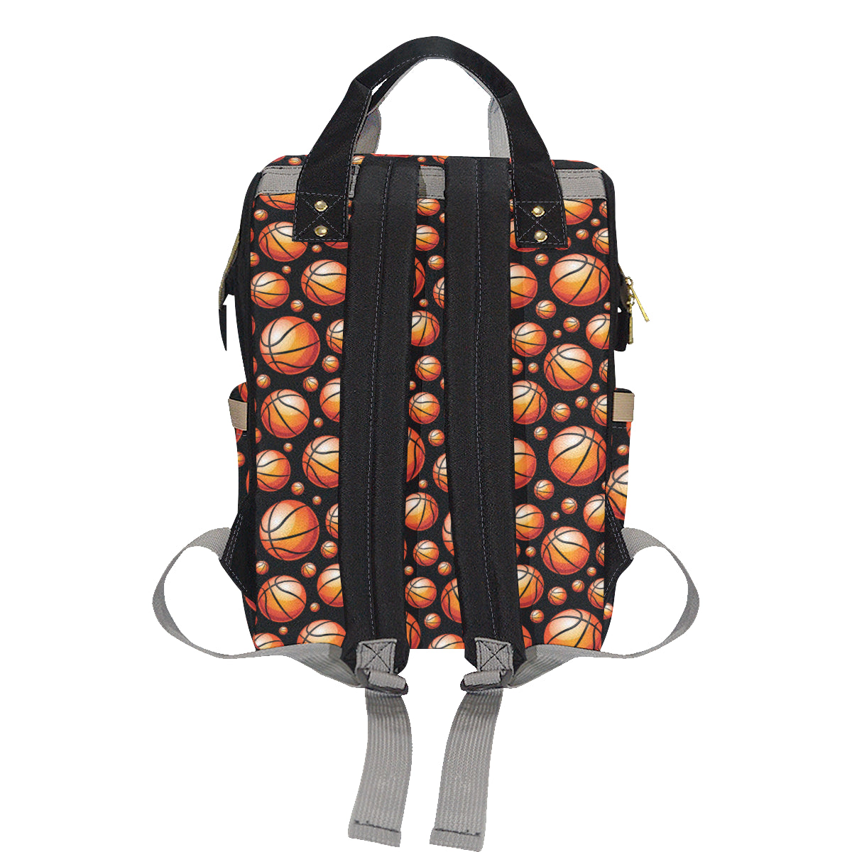 Basketball Black Background Pattern Diaper Bag Backpack