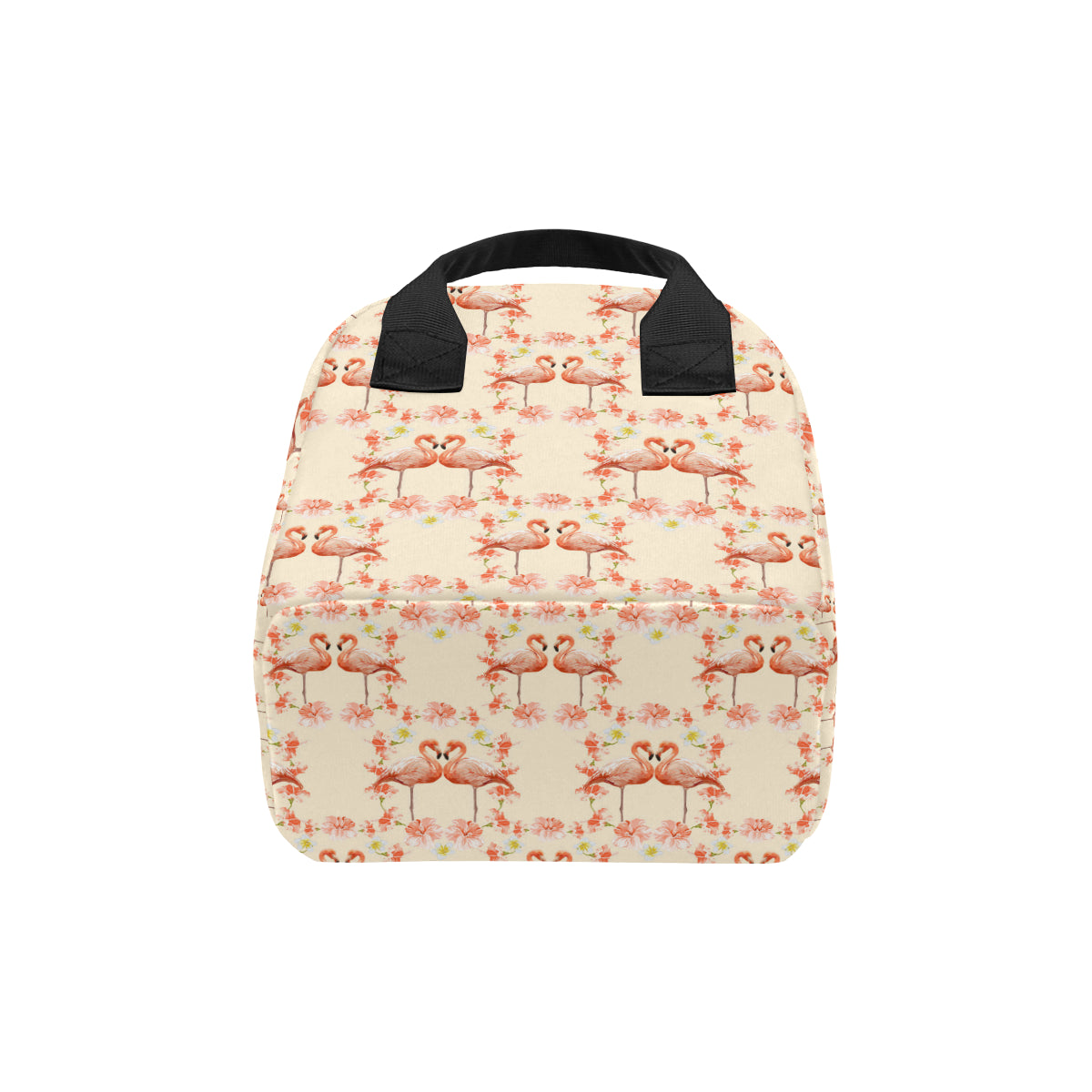 Flamingo Hibiscus Print Pattern Insulated Lunch Bag