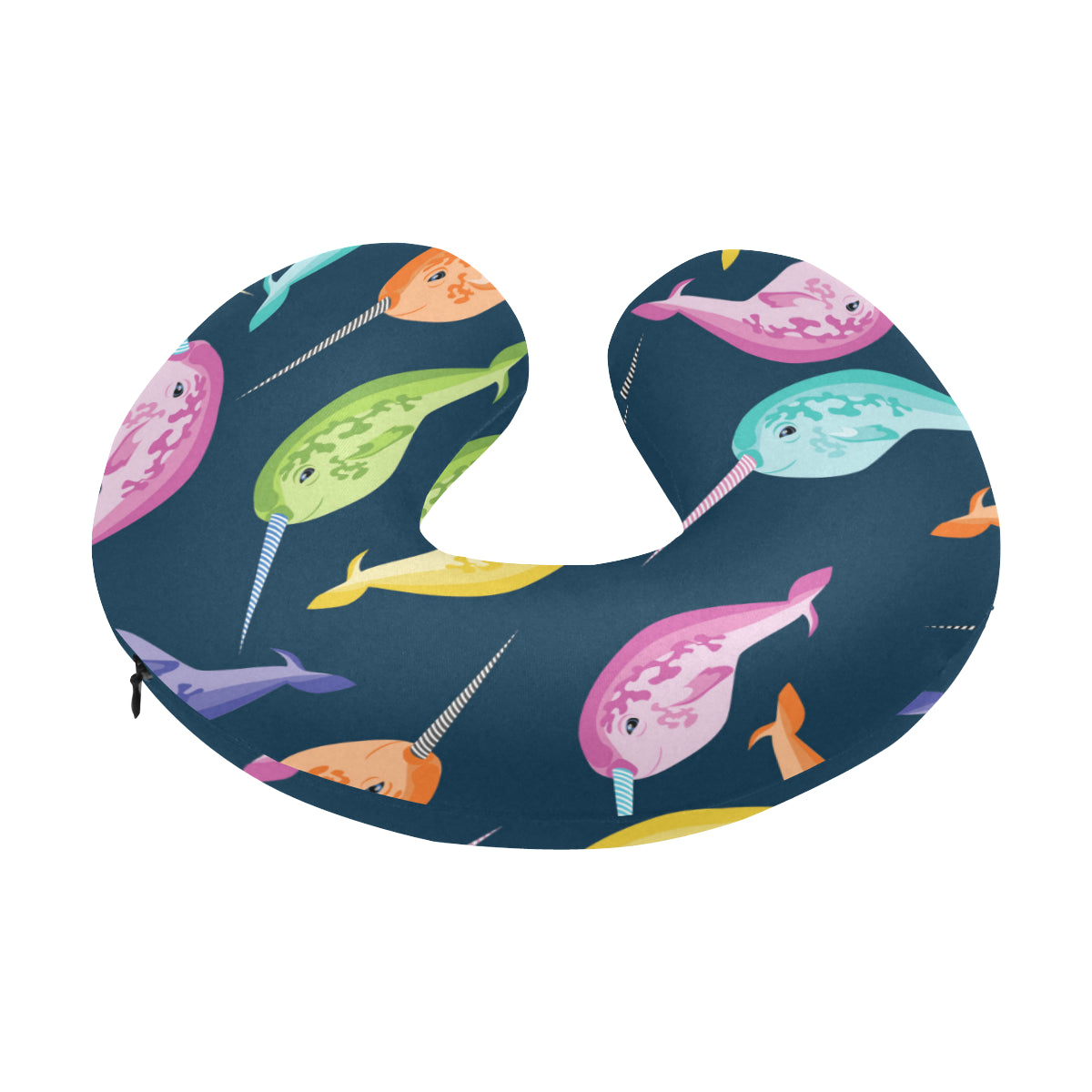 Narwhal Colorful Pattern Print Design 03 U-Shaped Travel Neck Pillow