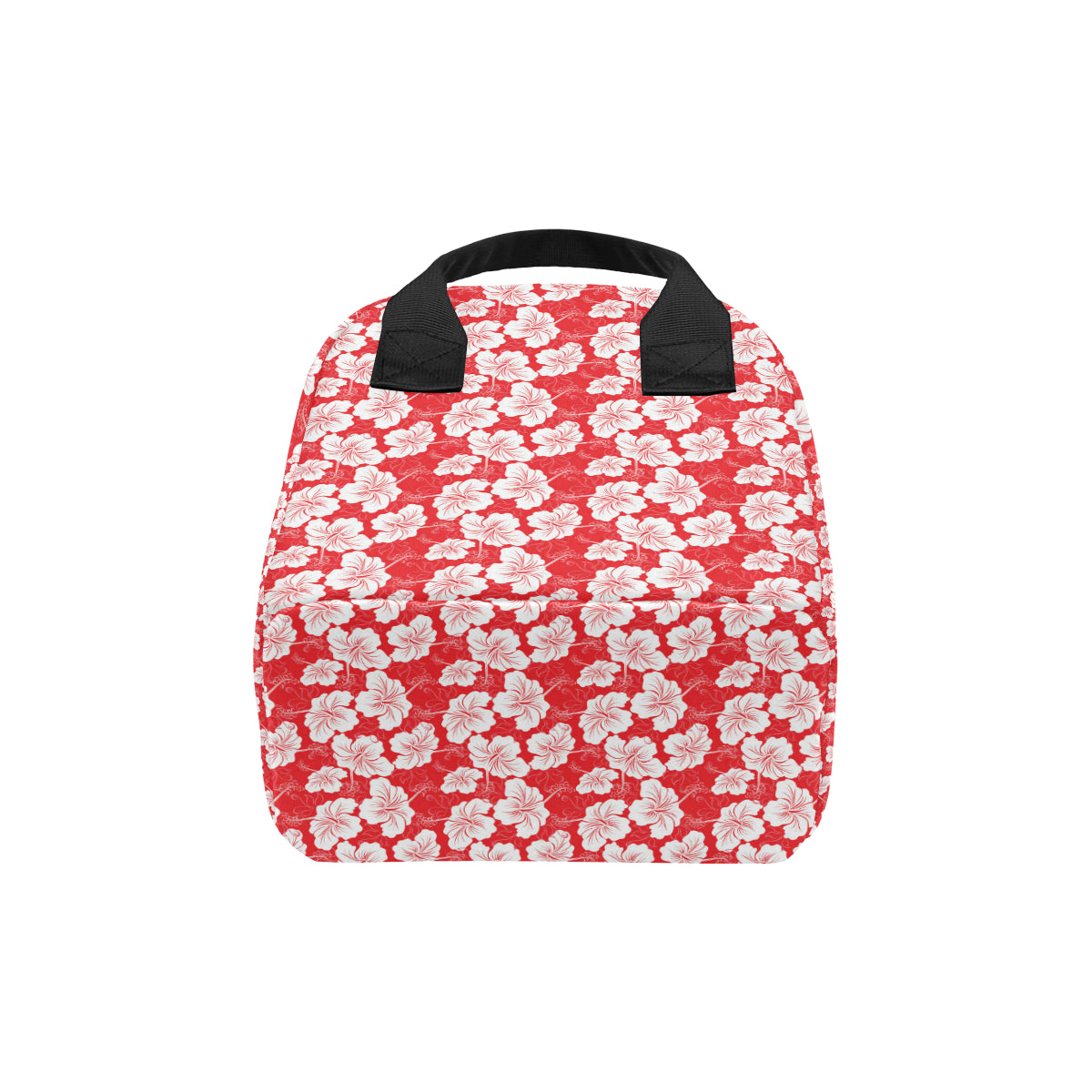 Flower Hawaiian Hibiscus Red Background Print Insulated Lunch Bag