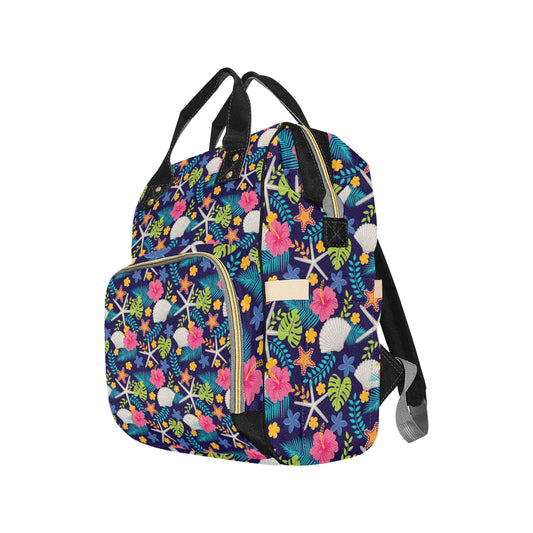 Beach Seashell Floral Theme Diaper Bag Backpack