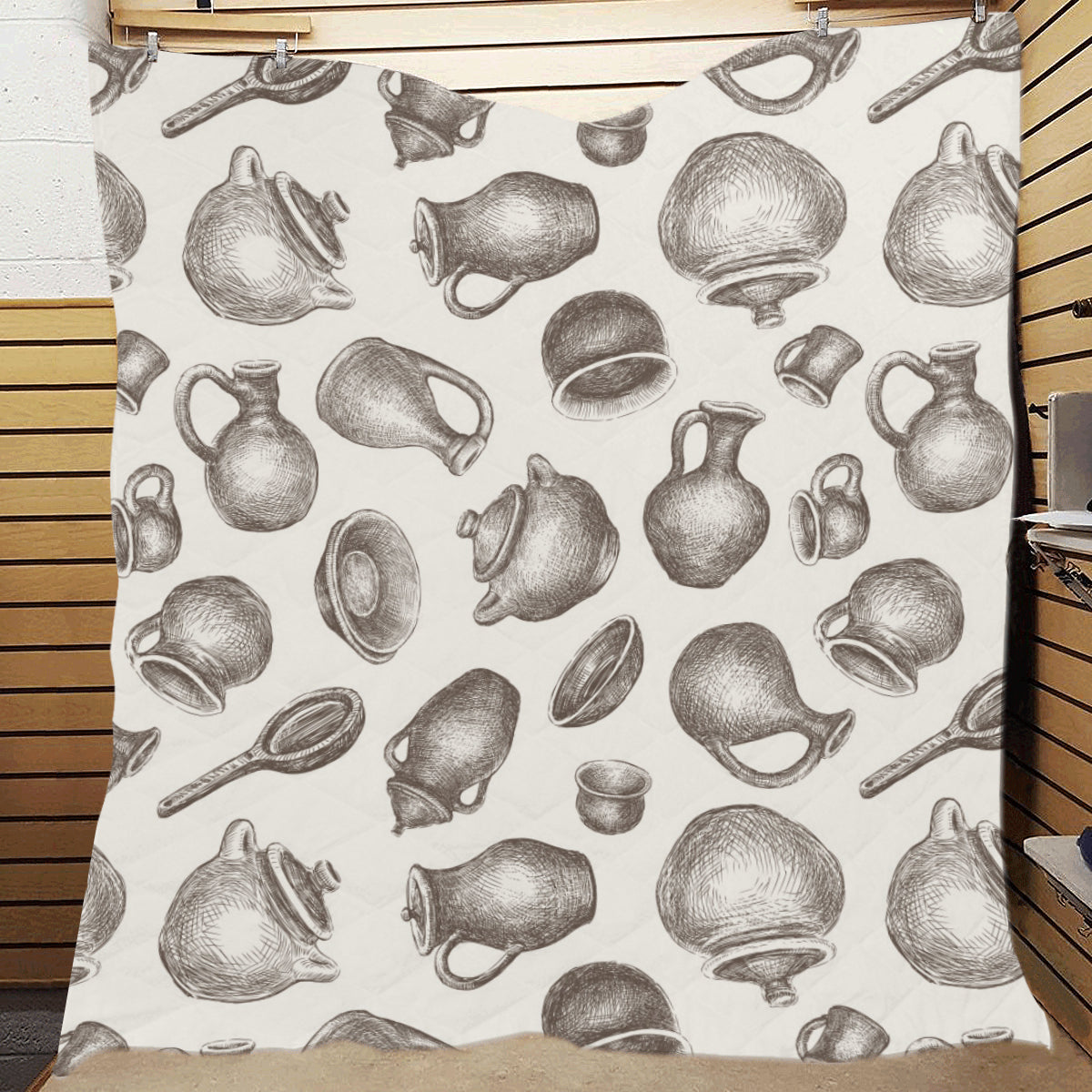 Pottery Pattern Print Design A01 Premium Quilt