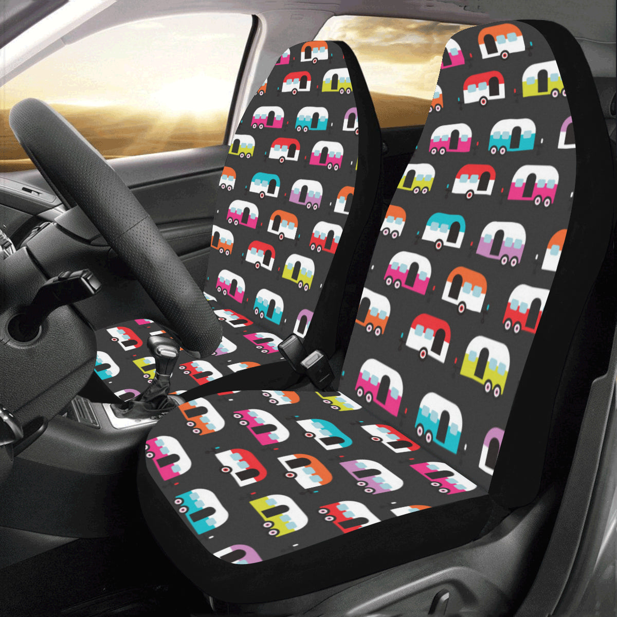 Camper Caravan Pattern Car Seat Covers (Set of 2)