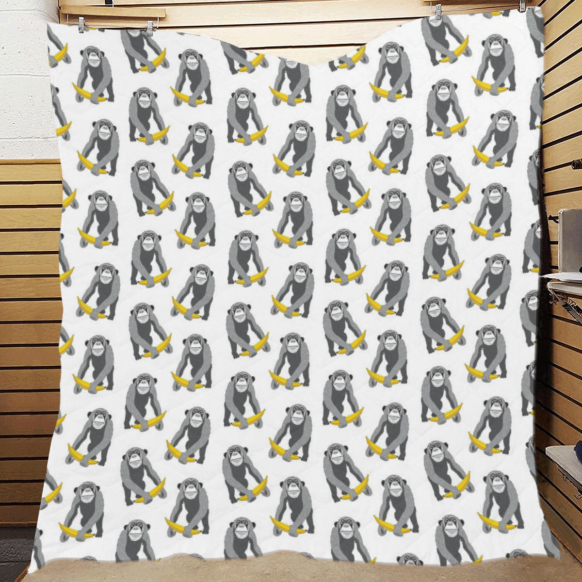 Chimpanzee Pattern Print Design 05 Premium Quilt