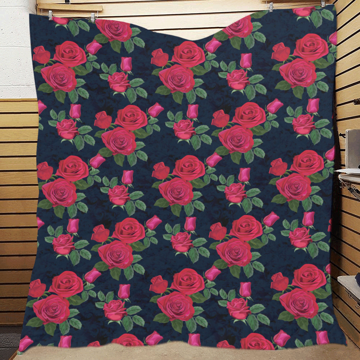 Rose Pattern Print Design A04 Premium Quilt