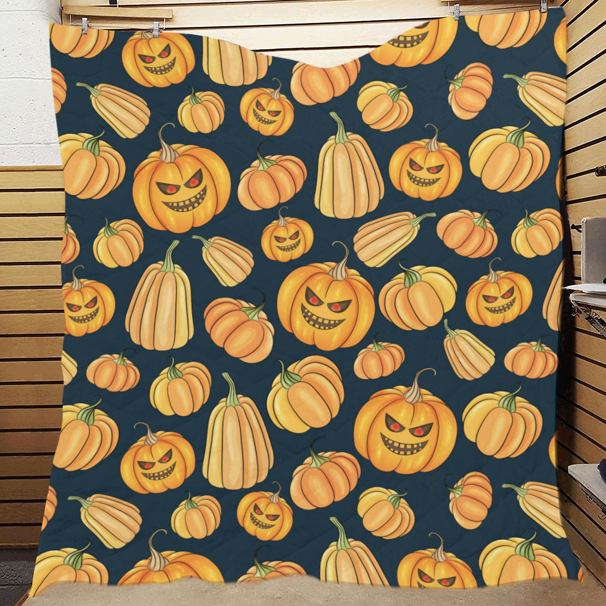Pumpkin Halloween Pattern Print Design A04 Premium Quilt