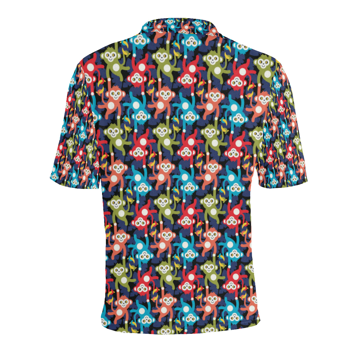 Monkey Colorful Design Themed Print Men Polo Shirt