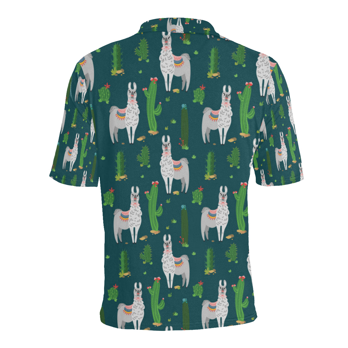 Llama Cactus Pattern Print Design 013 Men Polo Shirt